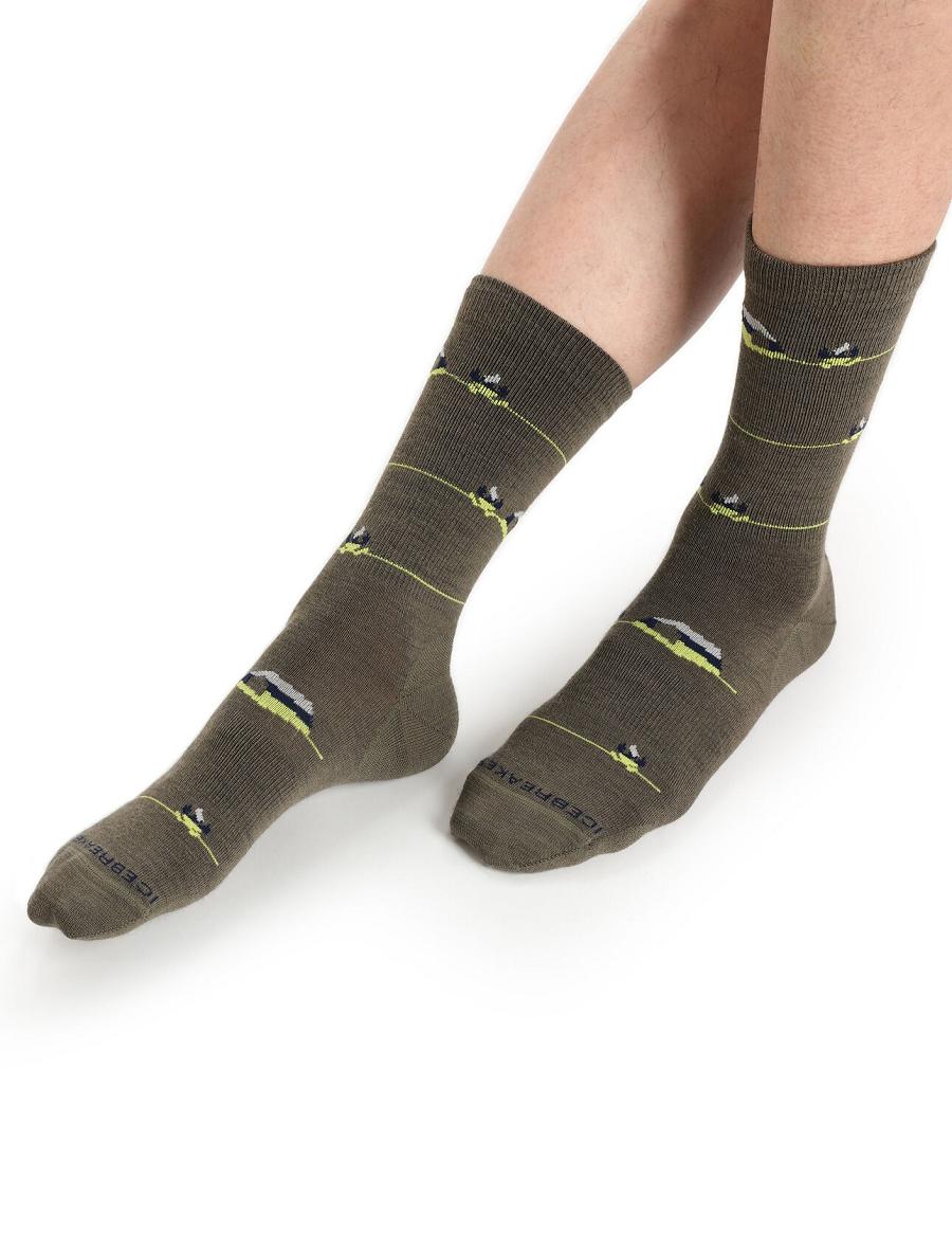 Loden / Royal Navy Icebreaker Merino Lifestyle Ultralight Crew Backcountry Camp Men's Socks | AU 1008CTVE